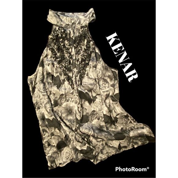 Woman’s Kenar SZ L 100% Silk Sexy Ruffled High Neck Top - Picture 1 of 5